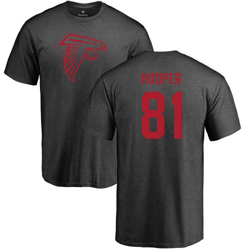 Atlanta Falcons Men Ash Austin Hooper One Color NFL Football #81 T Shirt